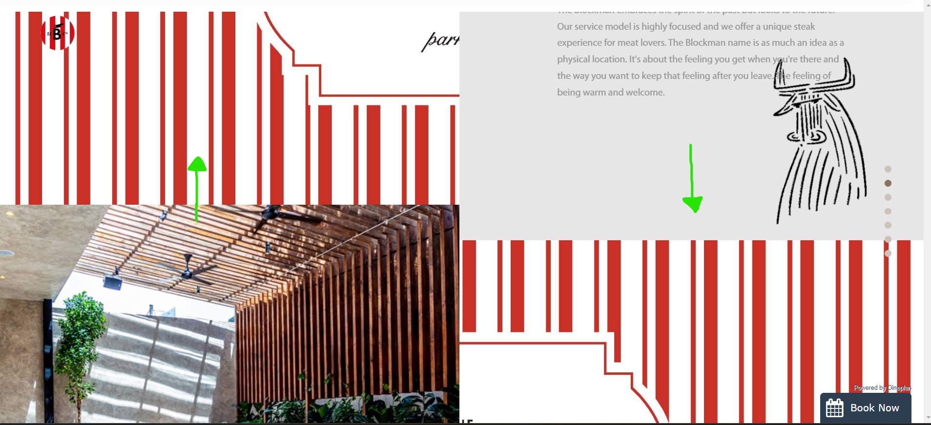 A picture showing the vertically opposite split screen movement of the Blockman-Parkhurst website